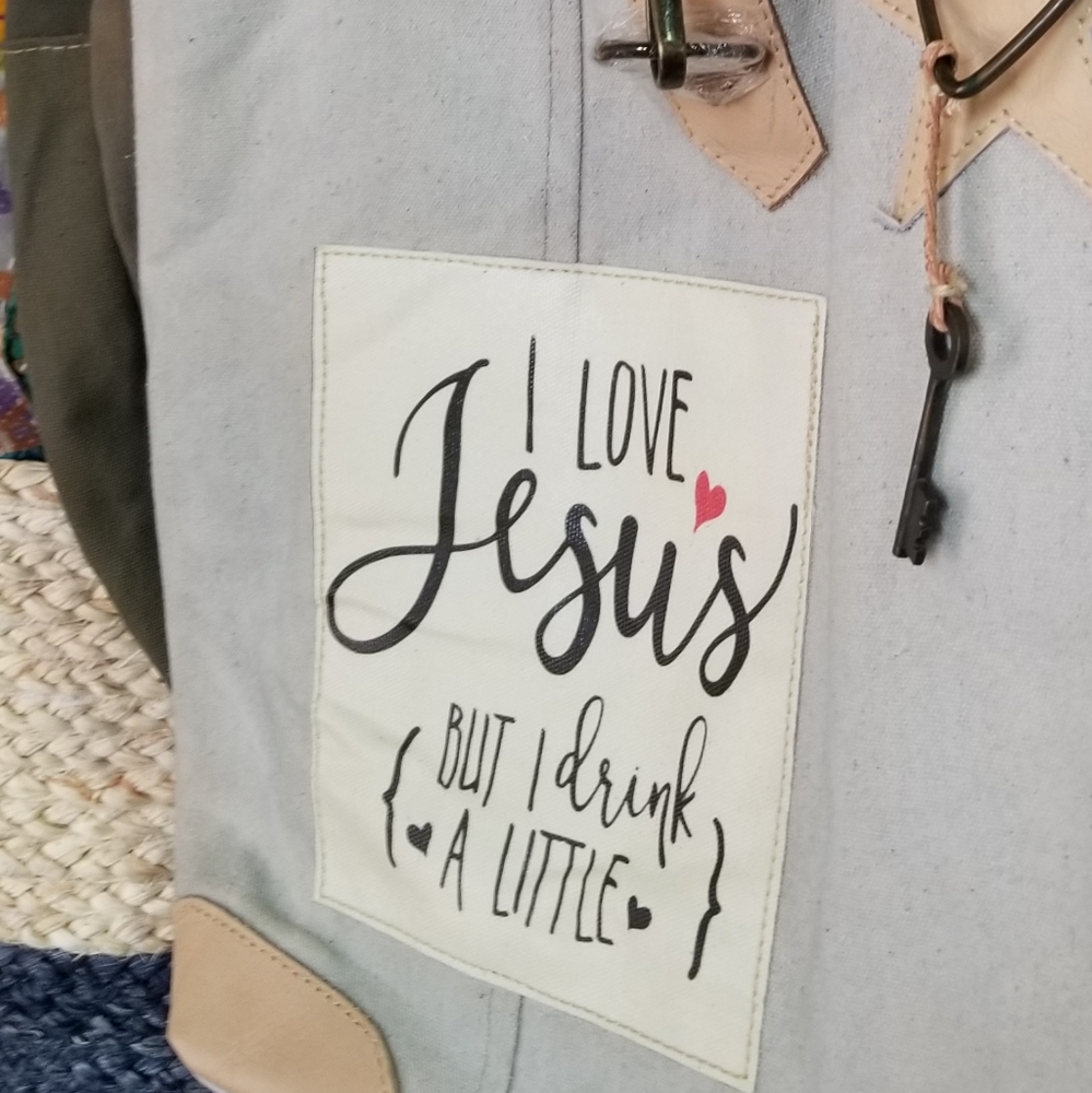 🙏🏽✝️I LOVE JESUS but I drink a little Totebag 🥂